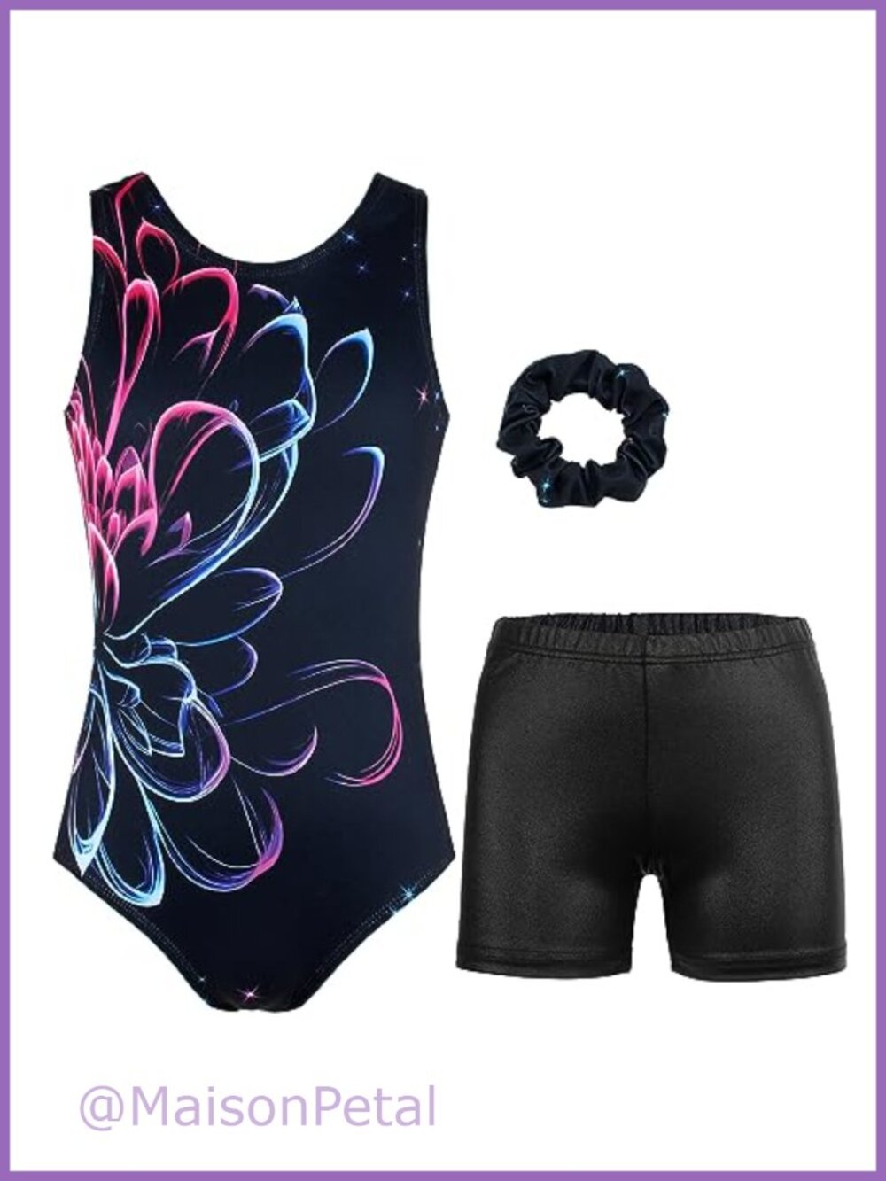 Girls Gymnastics Leotard with Shorts T-Back Sleeveless Polyester Spandex